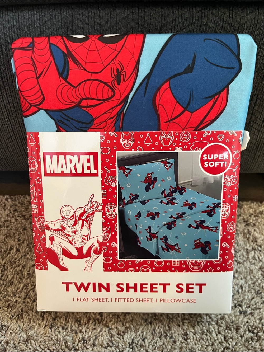 Marvel Spiderman Holiday Sheet Sets - Christmas- 3-Piece Set